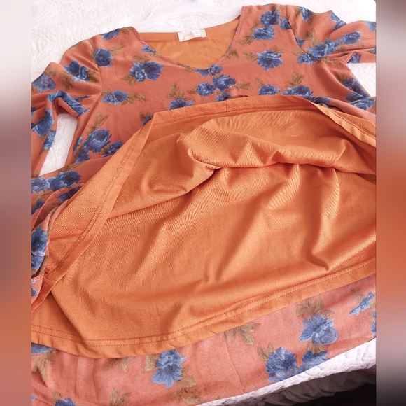 Altar'd State - Burnt Orange Rust & Blue Floral Mini Dress Ruffle Sleeves - Picture 5 of 7